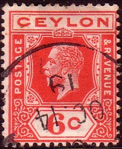 Ceylon 1921 King George V Head SG 342 Fine Used