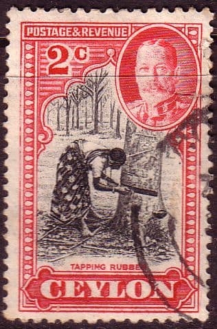 Ceylon 1935 King George V SG 368a Tapping Rubber Fine Used