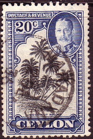 Ceylon 1935 King George V SG 374 Cocconut Palms Fine Used