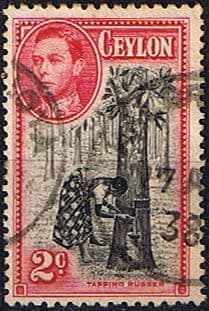 Ceylon 1938 King George VI SG 386 Tapping Rubber Fine Used