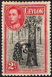 Ceylon 1938 King George VI SG 386b Tapping Rubber Fine Mint