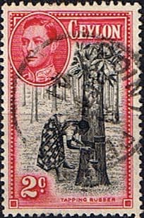 Ceylon 1938 King George VI SG 386b Tapping Rubber Fine Used