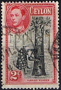 Ceylon 1938 King George VI SG 386c Tapping Rubber Fine Used