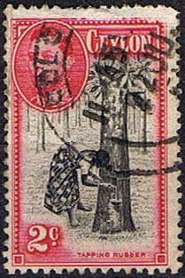 Ceylon 1938 King George VI SG 386d Tapping Rubber Fine Used