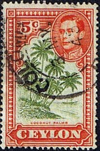 Ceylon 1938 King George VI SG 387f Cocconut Palms Fine Used