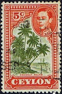 Ceylon 1938 King George VI SG 387g Cocconut Palms Fine Used