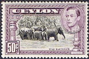 Ceylon 1938 King George VI SG 394b Wild Elephants Fine Mint