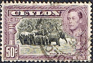 Ceylon 1938 King George VI SG 394d Wild Elephants Fine Used