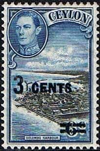 Ceylon 1940 King George VI SG 398 Surcharged Fine Mint