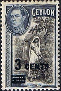 Ceylon 1940 King George VI SG 399 Surcharged Fine Mint