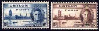 Ceylon 1946 King George VI Victory Set Fine Mint
