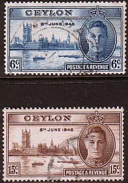 Ceylon 1946 King George VI Victory Set Fine Used