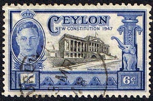 Ceylon 1947 King George VI SG 402 New Constitution Fine Used