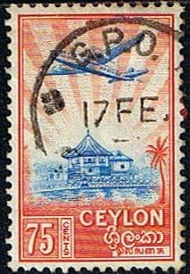 Ceylon 1950 SG 417 Temple of the Tooth and Plane Fine Used