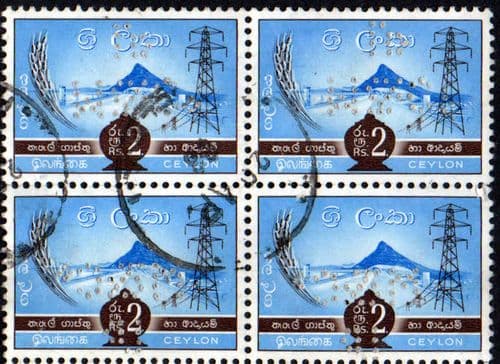 Ceylon 1958 SG 463 River Gal Dam Block of 4 Fine Used