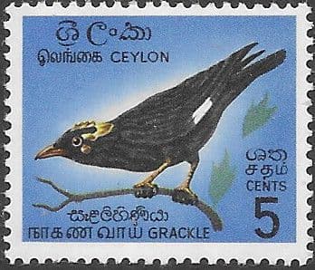 Ceylon 1964 SG 485 Bird Southern Grackle Fine Mint