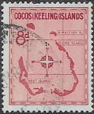 Cocos Keeling Islands 1963 SG3 Map of islands Fine Used