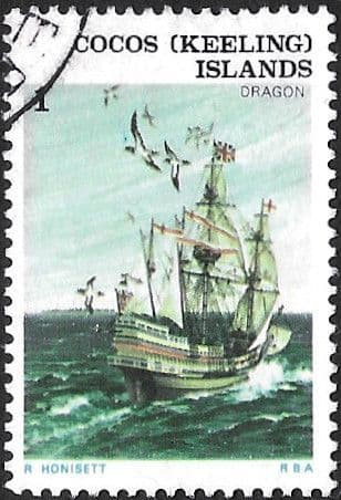 Cocos Keeling Islands 1976 Ships SG 20 HMS Dragon Fine Used