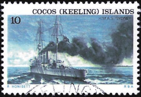 Cocos Keeling Islands 1976 Ships SG 23 HMS Sydney Fine Used