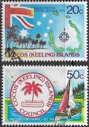 Cocos Keeling Islands 1979 Inauguration of Independent Postal Service and First Statut Set Fine Used
