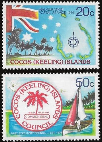 Cocos Keeling Islands 1979 Inauguration of Independent Postal Service and First Statut Set Fine Mint