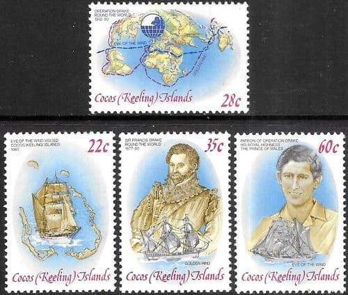 Cocos Keeling Islands 1980 Operation Drake Set Fine Mint