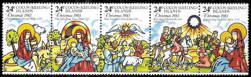 Cocos Keeling Islands 1983 Christmas Strip Fine Mint