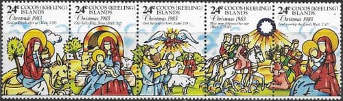Cocos Keeling Islands 1983 Christmas Strip Fine Mint