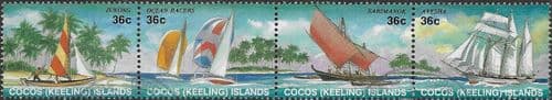 Cocos Keeling Islands 1987 Sailing Craft Strip Fine Mint