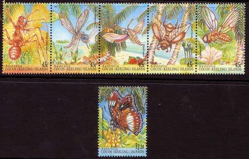 Cocos Keeling Islands 1995 Insects Tenant Set Fine Mint