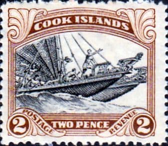 Cook Island 1944 Native Canoe SG 139 Fine Mint