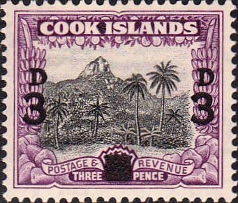 Cook Islands 1940 Tropical Landscape Surcharged SG 130 Fine Mint