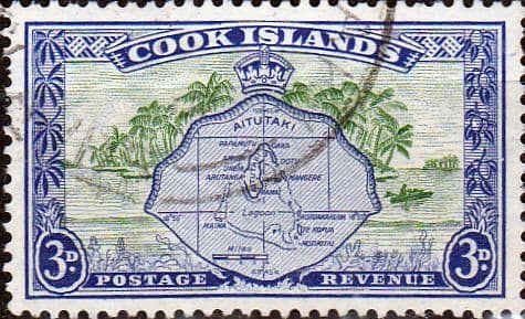 Cook Islands 1949 Aitutaki and Palm Trees SG 153 Fine Used