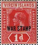 British Virgin Islands 1916 King George V War Tax SG 78 Fine Mint