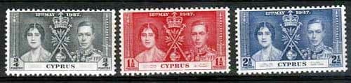 Cyprus 1937 King George VI Coronation Set Fine Mint