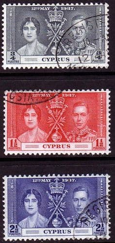 Cyprus 1937 King George VI Coronation Set Fine Used
