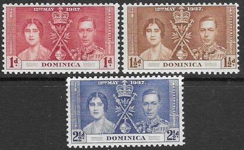 Dominica 1937 King George VI Coronation Set Fine Mint