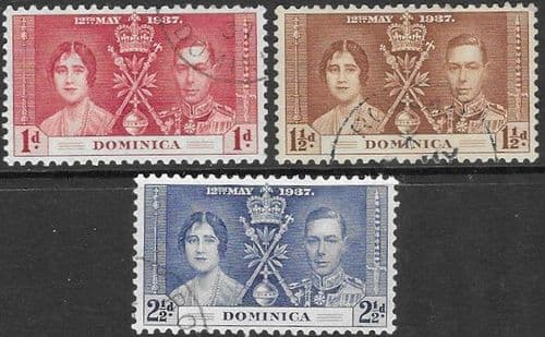 Dominica 1937 King George VI Coronation Set Fine Used