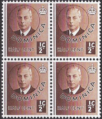 Dominica 1951 King George VI Block of 4 SG 120 Fine Mint