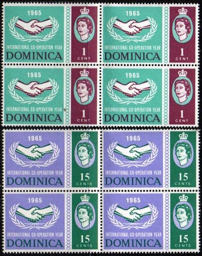 Dominica 1965 International Co-operation Year Set Fine Mint Block of 4