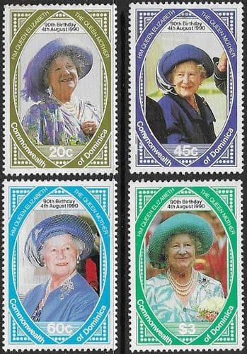 Dominica 1990 Queen Mother 90th Birthday Set Fine Mint