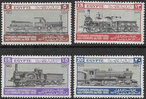 Egypt 1933 International Railway Congress Set Fine Mint