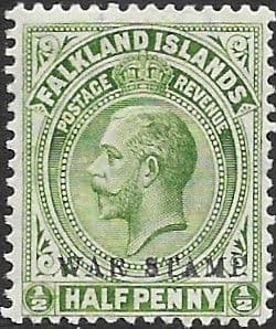 Falkland Islands 1918 War Stamp Overprint SG 70c Fine Mint