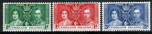 Falkland Islands 1937 King George VI Coronation Set Fine Mint