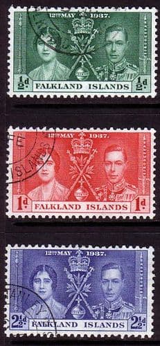Falkland Islands 1937 King George VI Coronation Set Fine Used