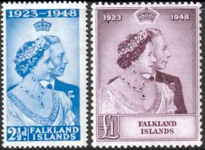 Falkland Islands 1948 King George VI Royal Silver Wedding Set Fine Mint