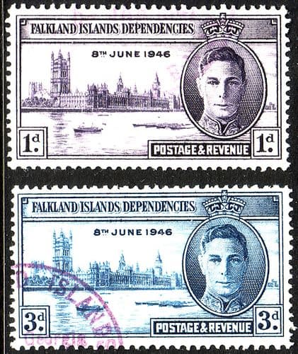 Falkland Islands Dependencies 1946 King George VI Victory Set Fine Used