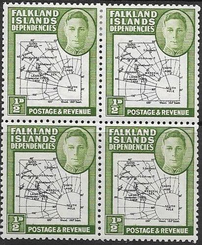 Falkland Islands Dependencies 1946 Map SG G1a Gap in 80th Parallel Block 4 plus 3 Normal