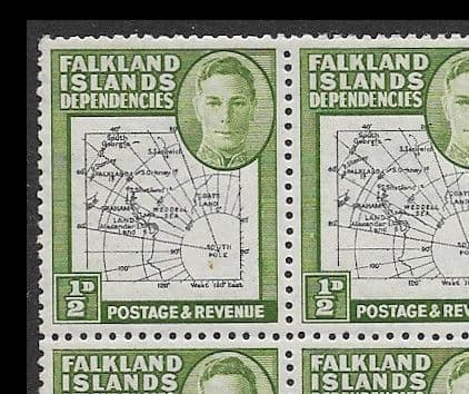 Falkland Islands Dependencies 1946 Map SG G1a Gap in 80th Parallel ...