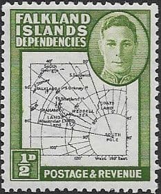 Falkland Islands Dependencies 1946 Map SG G1a Gap in 80th Parallel Fine Mint